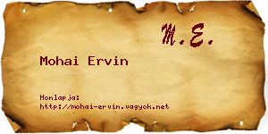 Mohai Ervin névjegykártya