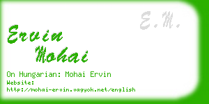ervin mohai business card